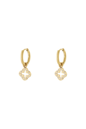 Boucles D'oreilles Trèfle Avec Pierres De Zircon Acier Inoxydable h5 