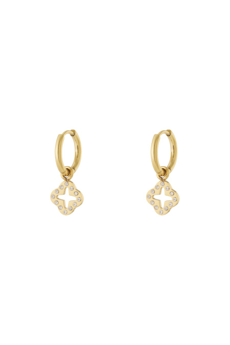 Boucles d'oreilles trèfle avec pierres de zircon Acier inoxydable