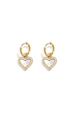 Boucles D'Oreilles Avec Des Cœurs Pendants En Nacre h5