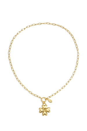 Collier Avec Fermoir Sur Le Devant Et Breloque Trèfle h5