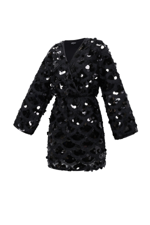 Tissu En Fibre De Polyester Femme Robe Mini Élégante Paillettes h5 Image2