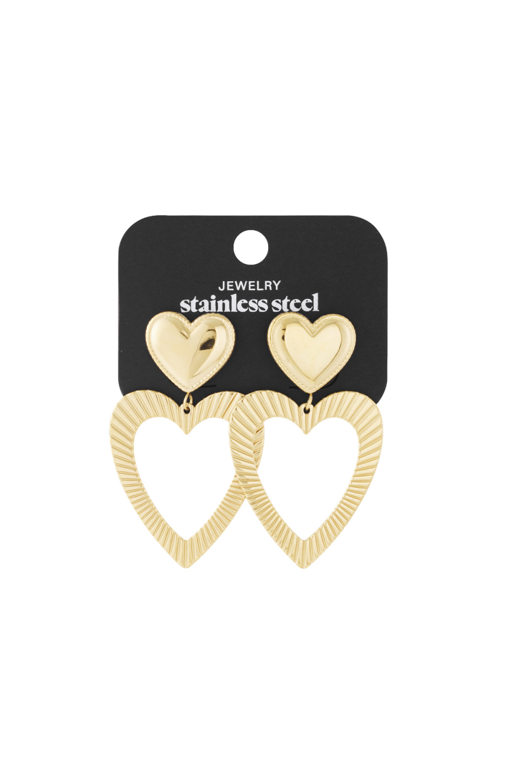 Boucles D'oreilles Double Coeur - Doré Image5