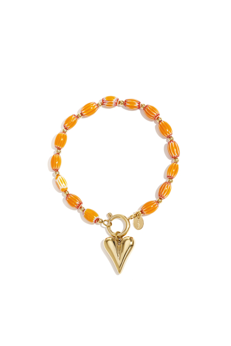 Bracelet en acier inoxydable à perles en forme de cœur, collection décontractée et simple pour femmes