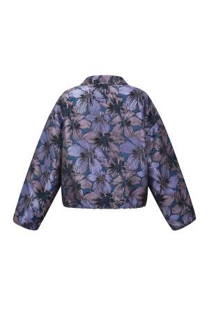 Tissu Polyester Fibre Veste Bomber Femme Casual Imprimé Floral h5 Image3