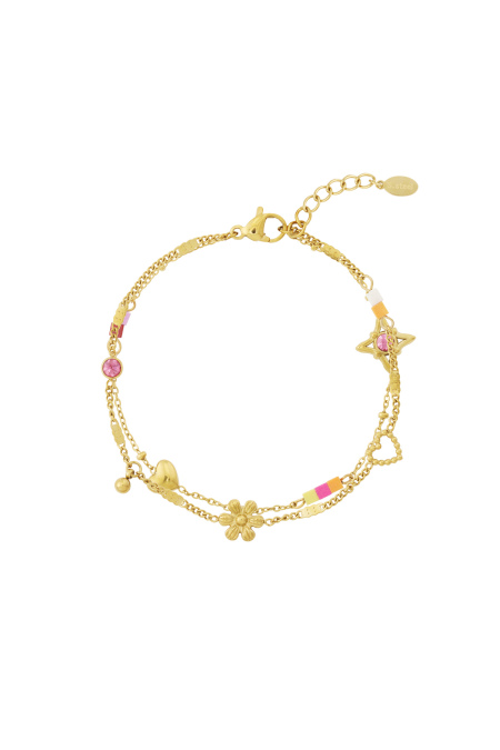Bracelets à breloques en acier inoxydable avec motif floral quotidien
