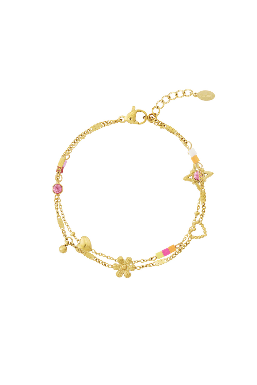 Bracelets À Breloques En Acier Inoxydable Avec Motif Floral Quotidien
