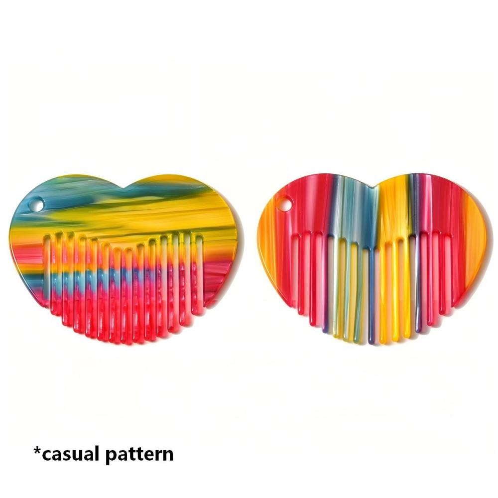 Peignes Pour Femmes En Acétate De Couleur Multicolore En Forme De Cœur Image5