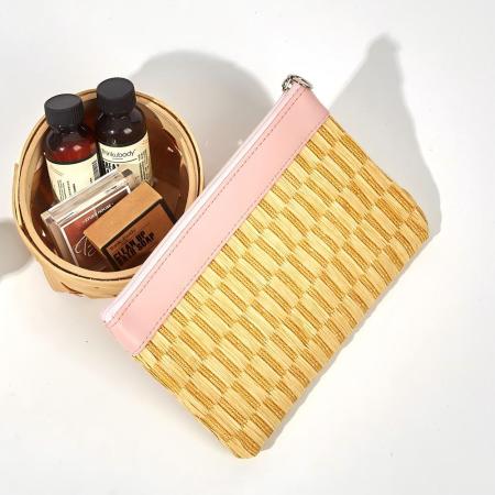 Trousses à maquillage élégantes en raphia tissé pour femmes, parfaites pour les vacances