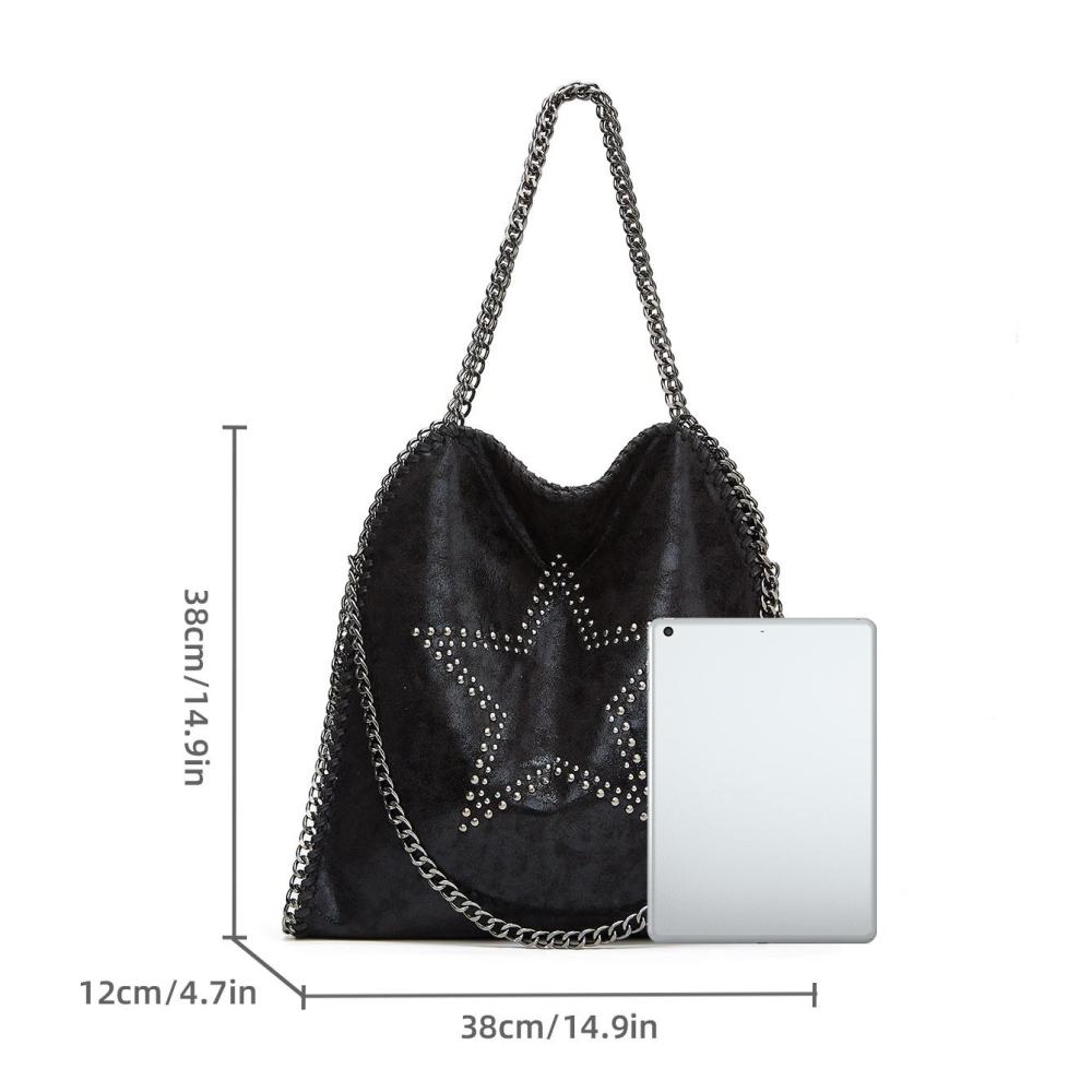 Sac Fourre-Tout Moderne À Rivets Et Étoiles Pour Femme En Pu (1 Pièce) h5Image2