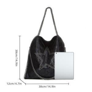 Sac Fourre-Tout Moderne À Rivets Et Étoiles Pour Femme En Pu (1 Pièce) h5 Image2