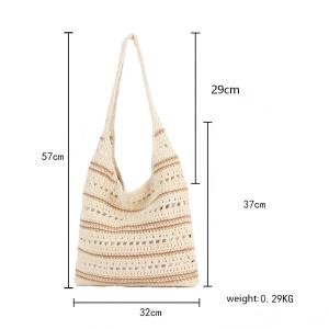 Sacs De Plage Quotidiens Pour Femmes En Coton Tissé Ajouré h5 Image6