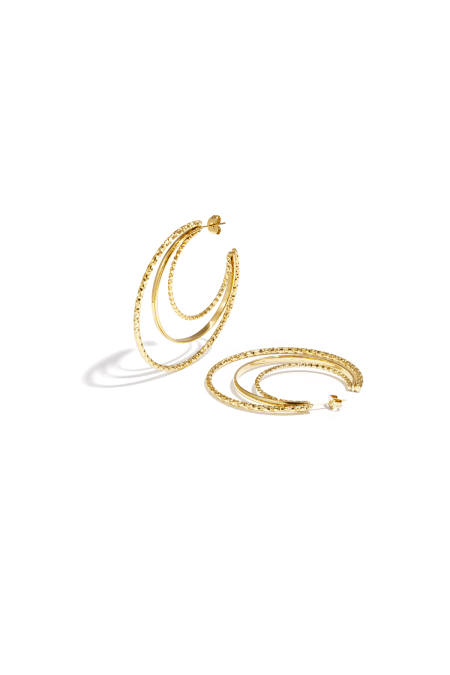 Boucles d'oreilles créoles triples superposées