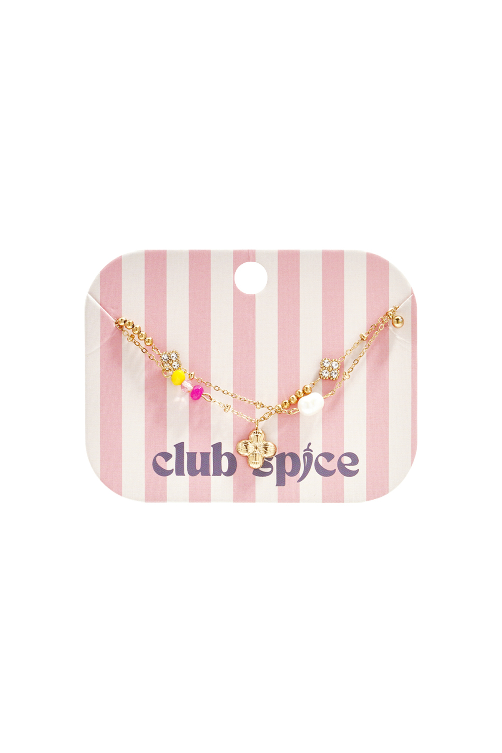 Bracelet Orné D'Un Trèfle Suspendu, D'Une Perle Et De Perles. Image2