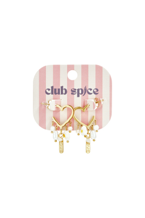 Boucles D'Oreilles En Forme De Cœur Avec Perles Et Breloques Pendantes h5 Image4