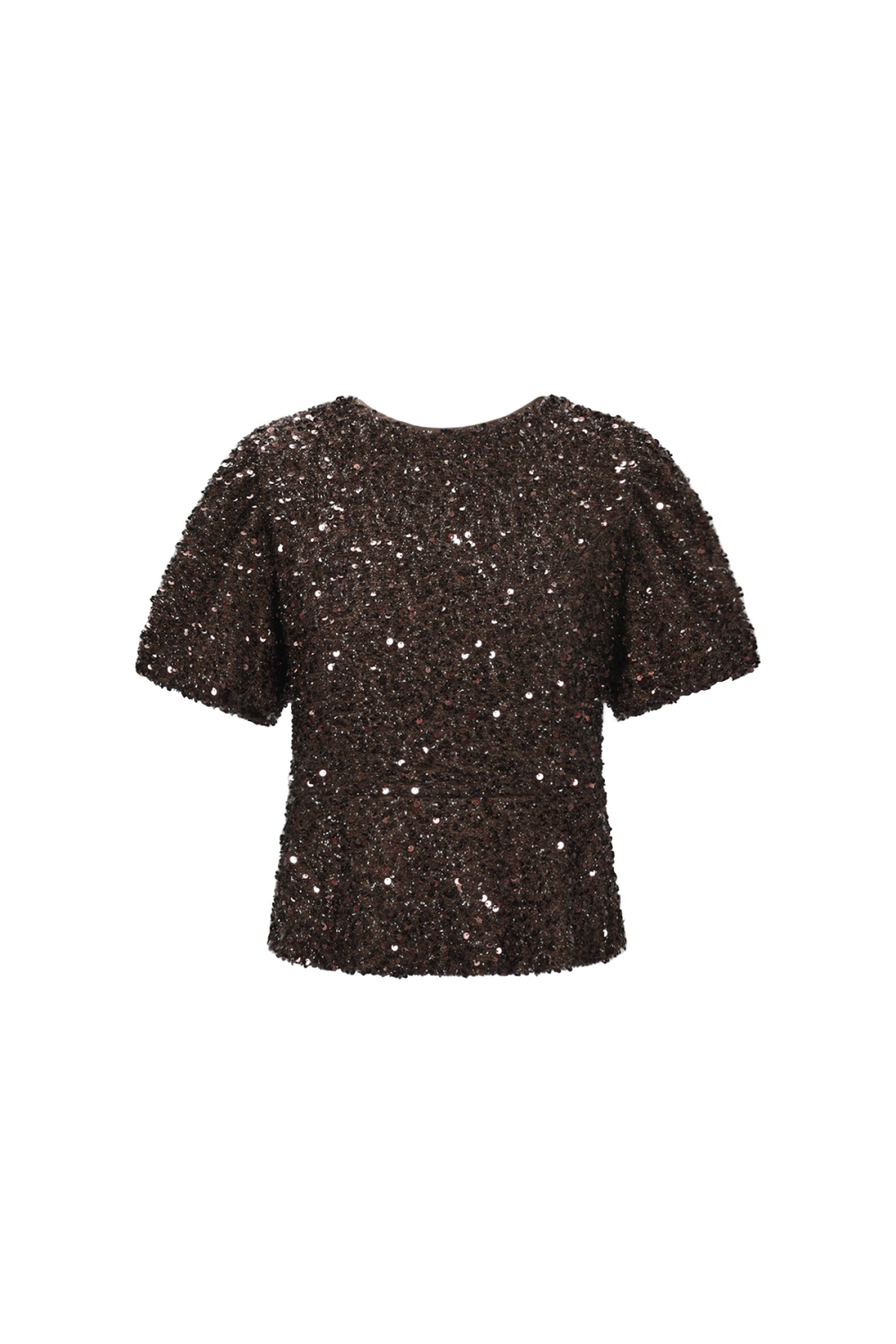 Tissu Polyester Fibre Femmes Tops Manches Courtes Élégant Paillettes