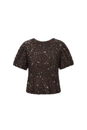 Tissu Polyester Fibre Femmes Tops Manches Courtes Élégant Paillettes h5