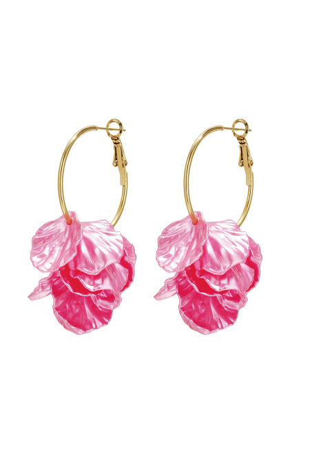 Boucles D'Oreilles Créoles Ornées De Feuilles De Nacre