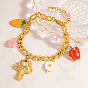 Bracelets À Breloques Colorés En Acier Inoxydable Avec Motifs De Fruits Pour Femmes h5 Image6