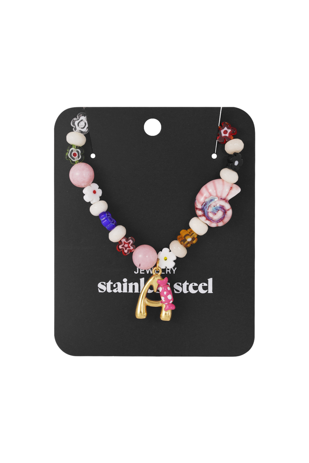 Collier Initiales En Perles Avec Breloques Image4