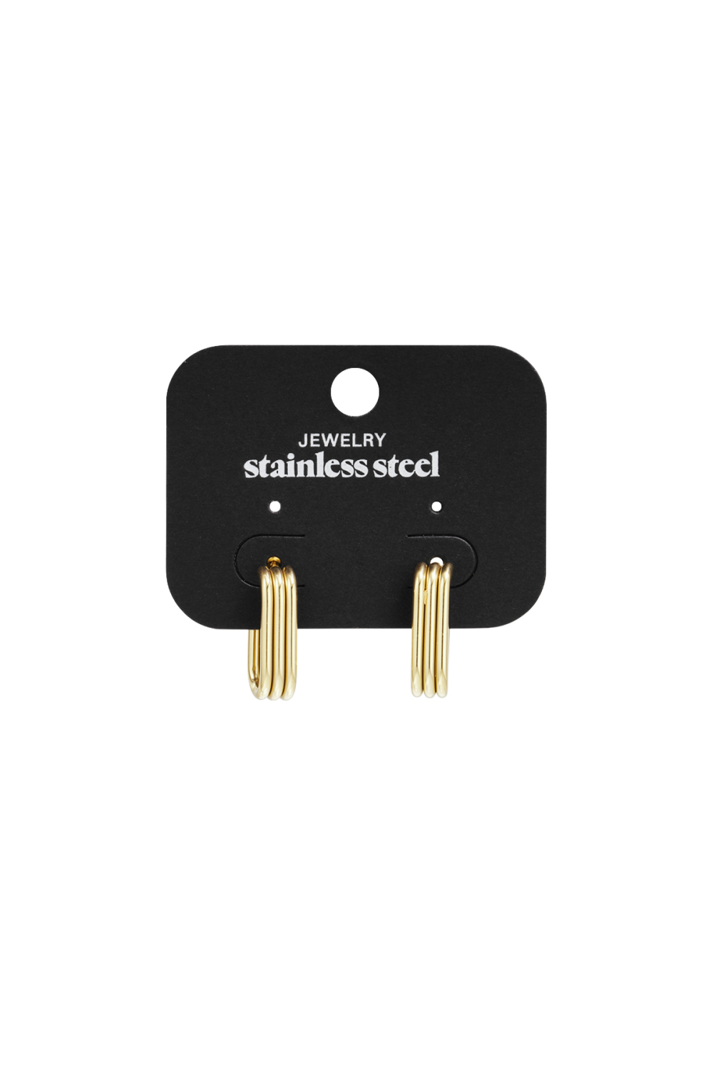 Boucles D'Oreilles Créoles Rectangulaires En Acier Inoxydable, Collection Décontractée Et Simple Pour Femmes Image6