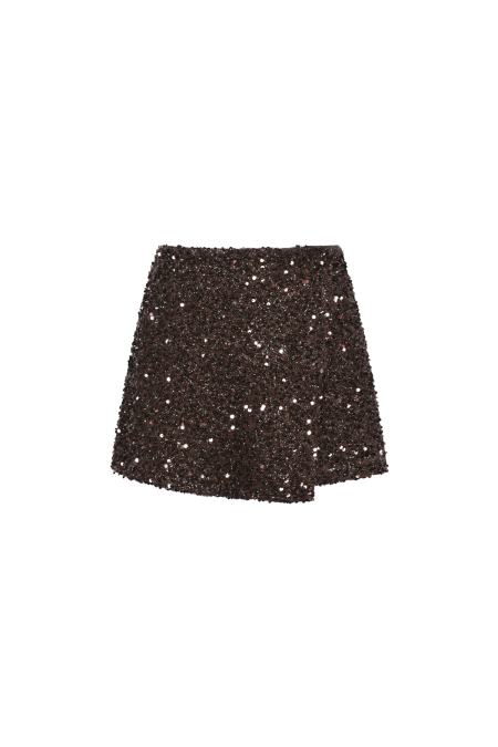 Tissu En Fibre De Polyester Femme Jupe Mini Élégante Paillettes Ensemble 2 Pièces 2