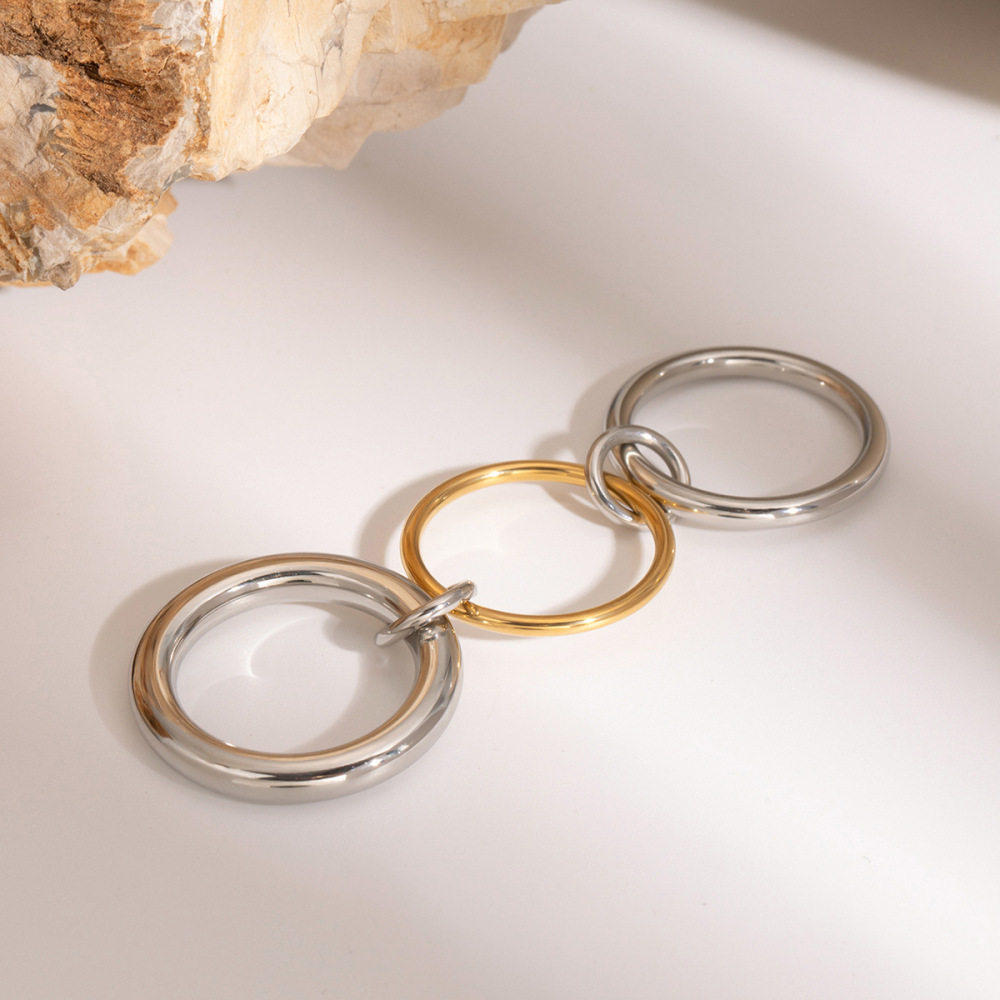 Bague Simple Pour Femme, En Acier Inoxydable Massif, Étanche, Couleur Or. 