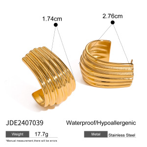 1 Paire De Boucles D'Oreilles À Tige En Acier Inoxydable Plaqué Or Pour Femme, Style Bande Simple h5 Image6