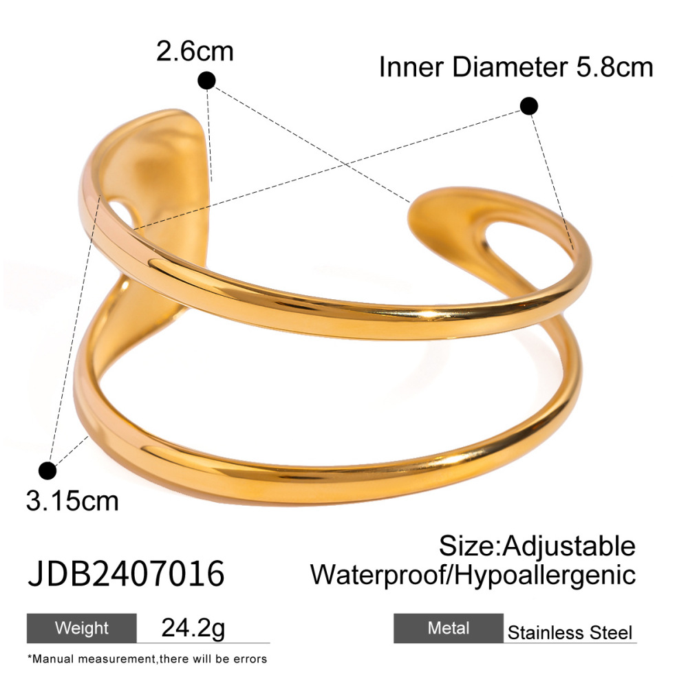 Bracelet Simple En Acier Inoxydable Plaqué Or  Pour Femme, 1 Pièce Image2