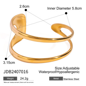 Bracelet Simple En Acier Inoxydable Plaqué Or  Pour Femme, 1 Pièce h5 Image2