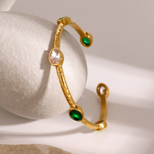Bracelet Géométrique En Acier Inoxydable Plaqué Or  Et Zircon Pour Femme, Série Simple, Style Ins h5 