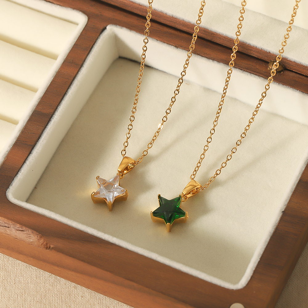 1. Collier Pendentif Étoile Géométrique En Acier Inoxydable Plaqué Or , Simple Et Élégant, À Porter Au Quotidien Pour Les Femmes 