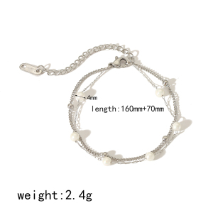 1 Pièce De Bracelet À Chaîne De Perles Double Couche En Acier Inoxydable Plaqué Or  Exquis Et Élégant Pour Bijoux Pour Femmes À Porter Au Quotidien h5 Image4