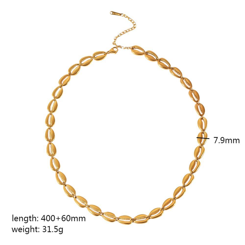 Collier Chaîne Coquillage Géométrique En Acier Inoxydable Plaqué Or , Bijou Classique De Haute Qualité Pour Femme, À Porter Au Quotidien Image2