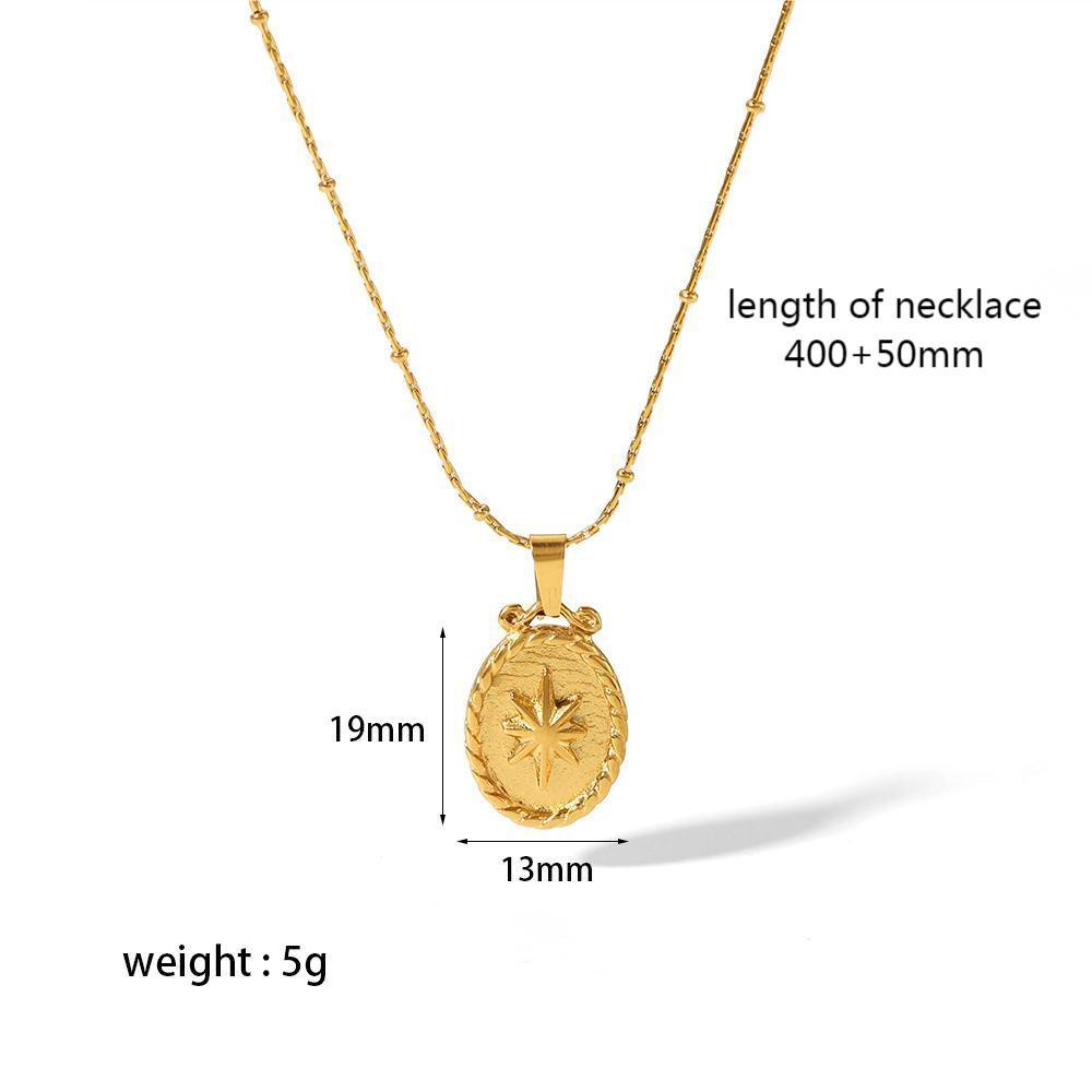 1 Pièce De Collier Pendentif Rond Géométrique Vintage Classique En Acier Inoxydable Plaqué Or  Avec Motif Rose D'Amour Pour Un Usage Quotidien Pour Femme Image2
