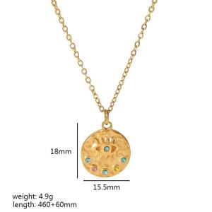 1 Pièce De Collier Pendentif Œil En Zircon Étoile À Huit Branches Martelé En Acier Inoxydable Plaqué Or  Personnalisé Pour Bijoux Pour Femmes À Porter Au Quotidien h5 Image2