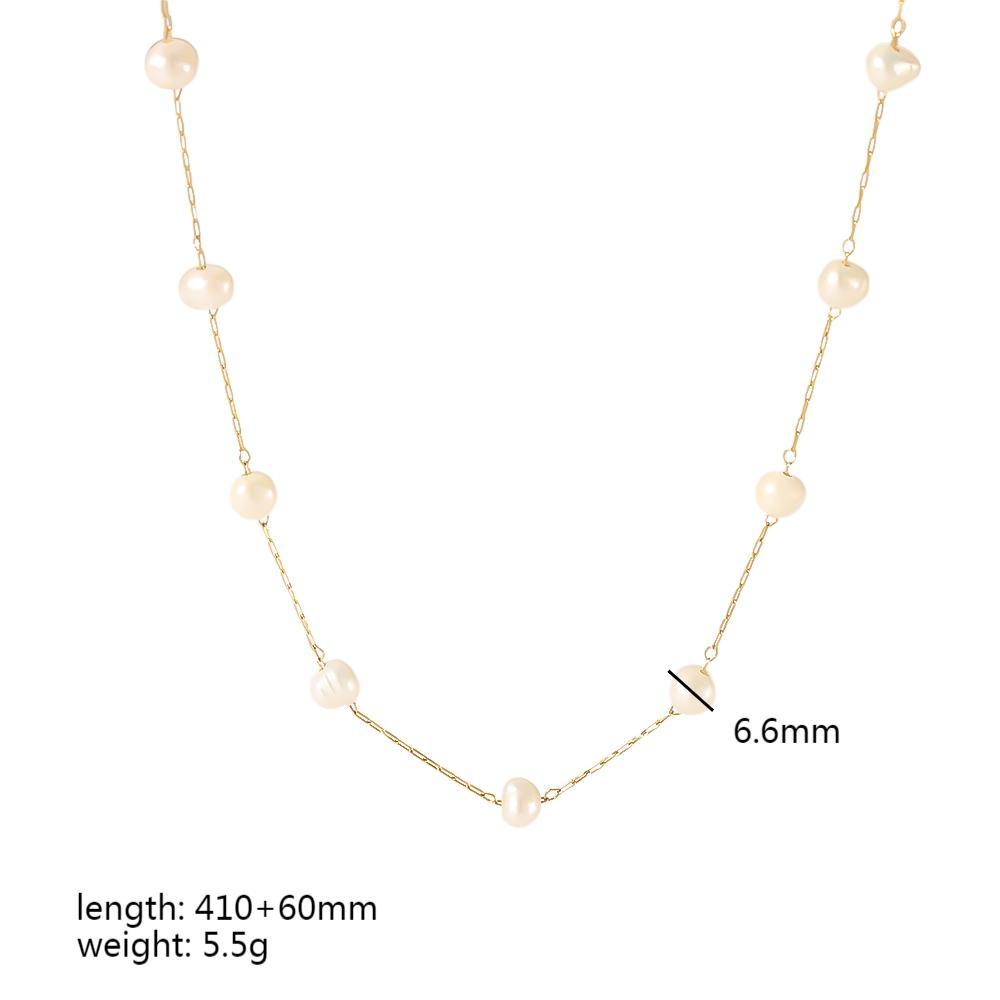 1 Pièce De Collier Chaîne De Perles En Acier Inoxydable Plaqué Or  Élégant Et À La Mode Pour Femme À Porter Au Quotidien Image2