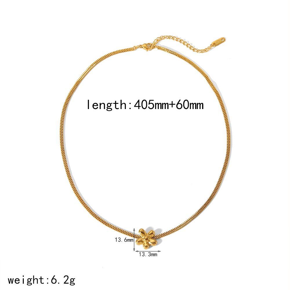 1 Pièce De Collier De Fleurs Exquis Et À La Mode En Acier Inoxydable Plaqué Or  Pour Femme À Porter Au Quotidien Image2