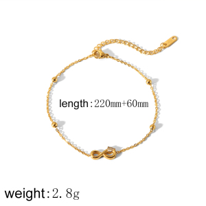 1 Pièce De Bracelet De Cheville Exquis Et À La Mode En Acier Inoxydable Plaqué Or  Avec Numéro De Cœur En Zircon Pour Femme À Porter Au Quotidien h5 Image2