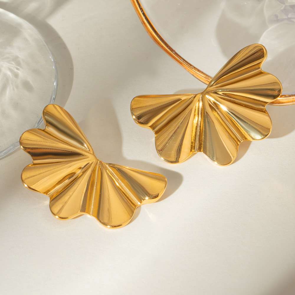 1 Paire De Boucles D'Oreilles À Tige Rétro En Acier Inoxydable Plaqué Or Pour Femme, Série Classique