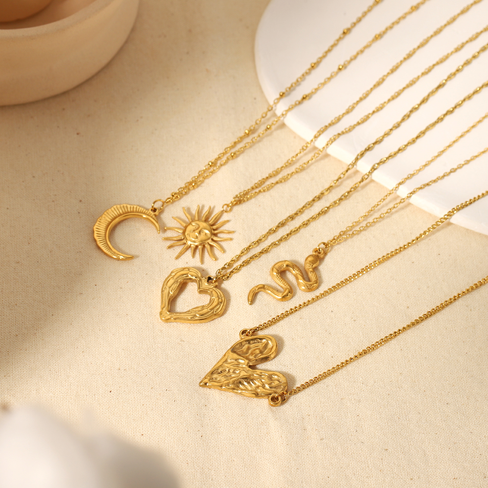 Collier Avec Pendentif Géométrique Classique En Acier Inoxydable Plaqué Or  Pour Femme, Série Simple, 1 Pièce Image2