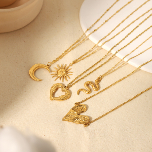 Collier Avec Pendentif Géométrique Classique En Acier Inoxydable Plaqué Or  Pour Femme, Série Simple, 1 Pièce h5 Image2
