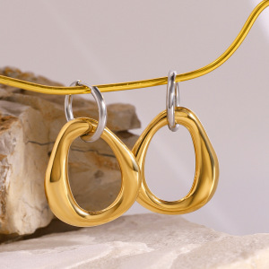 1 Paire De Boucles D'Oreilles Pendantes Géométriques Simples En Acier Inoxydable Plaqué Or  Pour Femme h5 