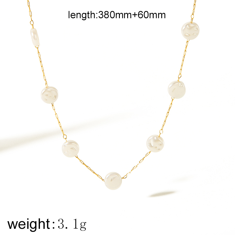 1 Paire 1 Pièce Exquise Mode  Plaqué Or Acier Inoxydable Perle Fleur Coquillage Collier Bijoux Pour Femmes Usage Quotidien Femmes Chaîne Colliers Image2