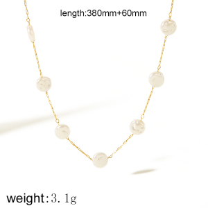 1 Paire 1 Pièce Exquise Mode  Plaqué Or Acier Inoxydable Perle Fleur Coquillage Collier Bijoux Pour Femmes Usage Quotidien Femmes Chaîne Colliers h5 Image2