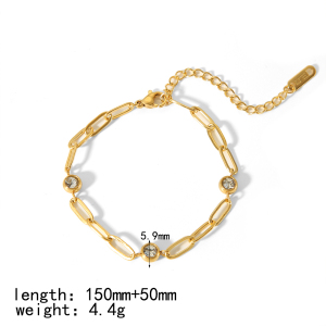 1 Bracelet Simple Et Élégant En Acier Inoxydable Plaqué Or  Avec Diamants En Forme De Cœur Géométrique Carré, Adapté À Un Usage Quotidien Pour Les Femmes h5 Image2