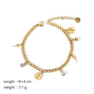 Bracelet À Breloques Pour Femme, Série Simple, Cœur Doux, En Acier Inoxydable Plaqué Or , Perles Artificielles h5 Image2