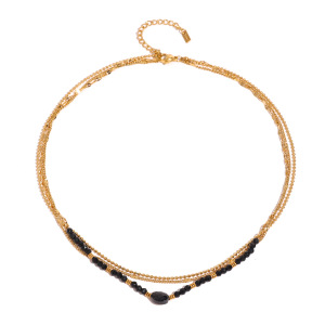 Colliers Superposés Pour Femmes, Série Simple, Perles Élégantes, En Acier Inoxydable Plaqué Or , Pierres Naturelles h5 Image4