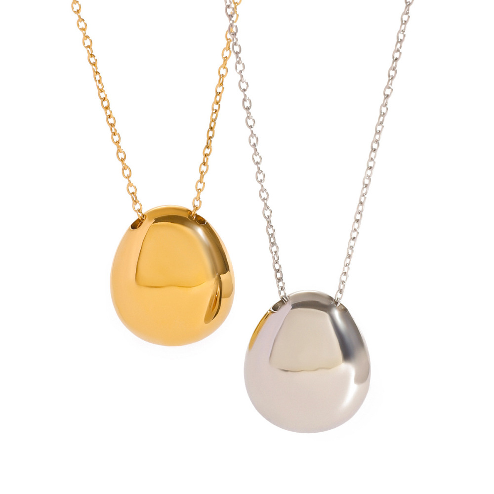 Collier Avec Pendentif Simple En Acier Inoxydable Plaqué Or  Pour Femme, Série 1 Pièce Image3