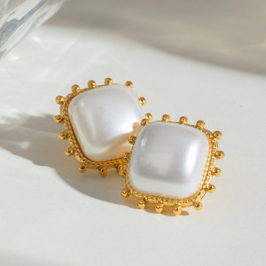 1 Paire De Boucles D'Oreilles À Tige Géométriques Rétro En Acier Inoxydable Plaqué Or Pour Femme h5 Image4