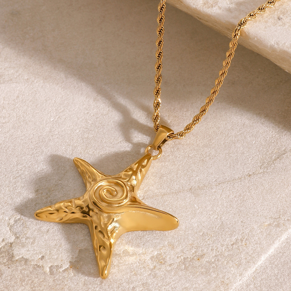 Collier Avec Pendentif Tortue De Vacances En Acier Inoxydable Plaqué Or Pour Femme, Série Simple, 1 Pièce